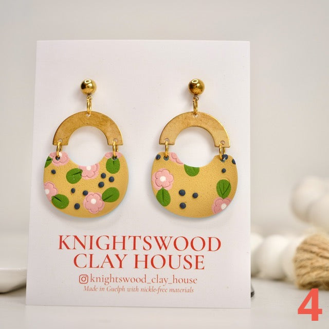 Honey Crescent Dangles in May Florals