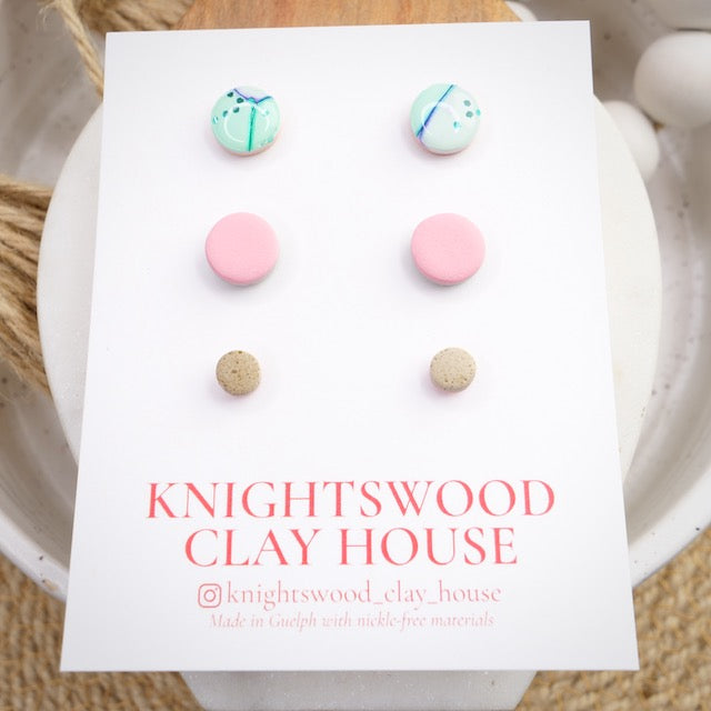 Stud 3 Pack with Mermaid Bubble Micro Studs, Guava Micro Studs, and Sand Mini Micro Studs