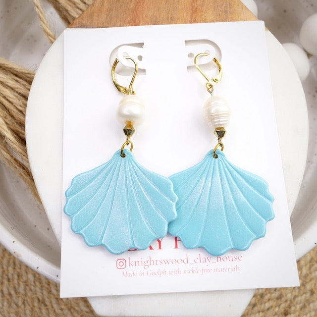 Clamshell Dangles in Blue