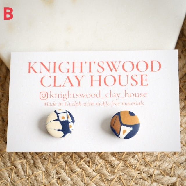Circle Studs in Navy Floral