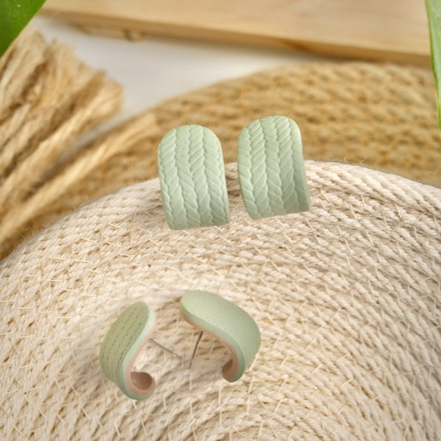 Itty Bitty Wrap Studs in Sage Green