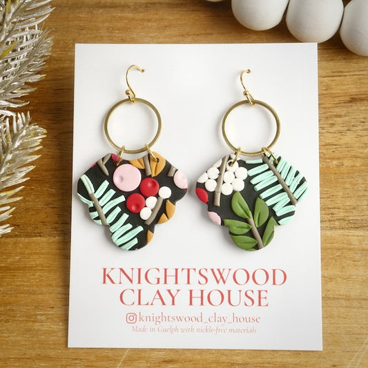 Carol Dangles in Vintage Botanical with Stainless Steel Hooks