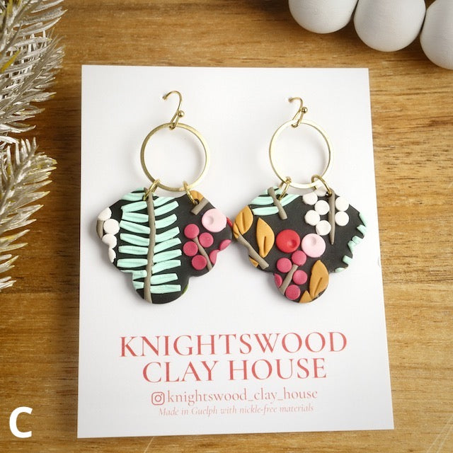 Carol Dangles in Vintage Botanical with Stainless Steel Hooks