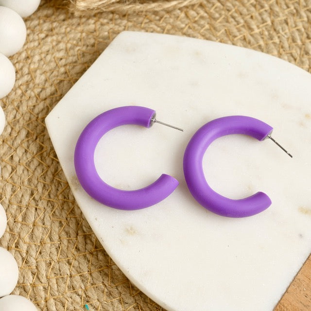 Clay Hoops in Wisteria Purple