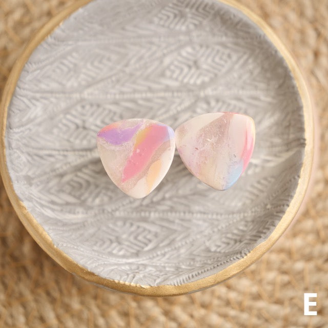 Reuleaux Studs in Iridescent Marble