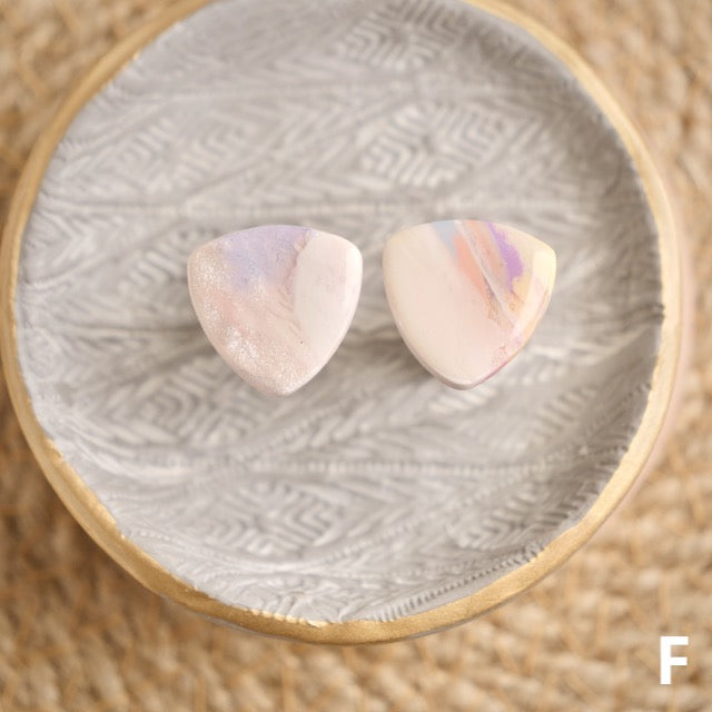 Reuleaux Studs in Iridescent Marble