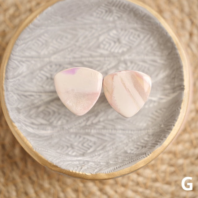 Reuleaux Studs in Iridescent Marble