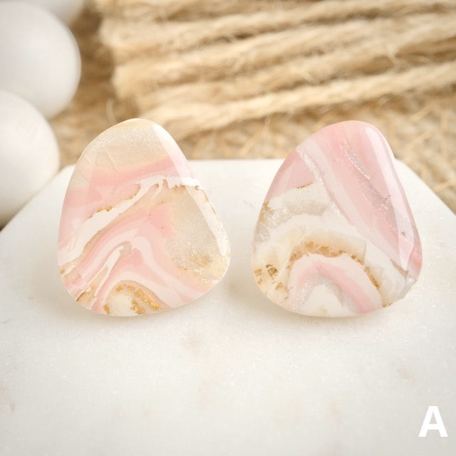 Orleans Statement Studs in Pink Opal