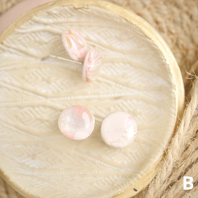 Micro Studs in Pink Opal