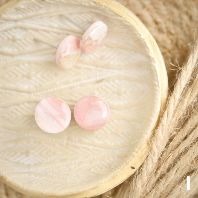 Micro Studs in Pink Opal