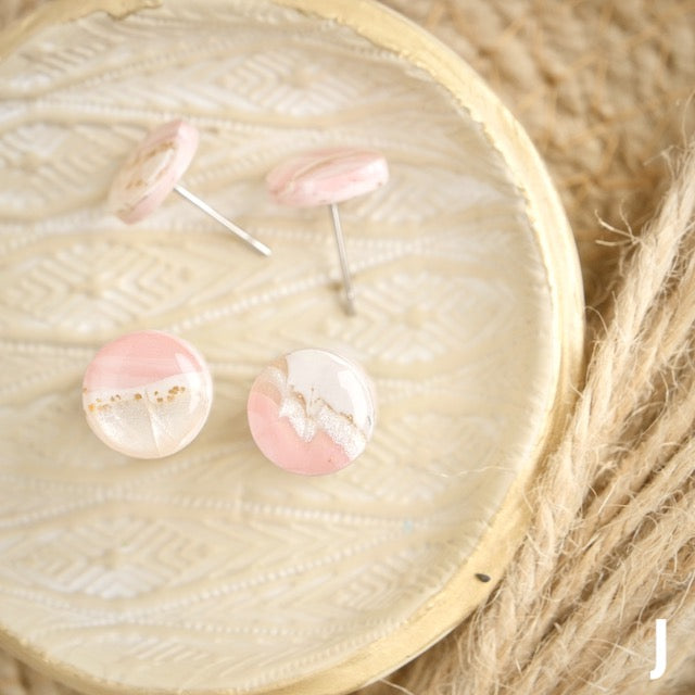 Micro Studs in Pink Opal