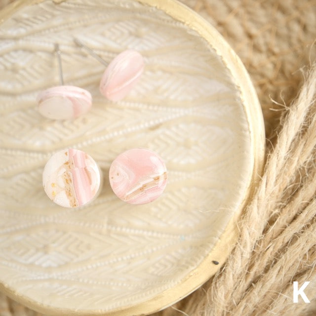 Micro Studs in Pink Opal