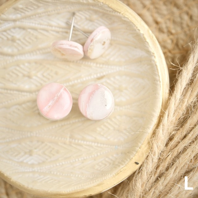 Micro Studs in Pink Opal