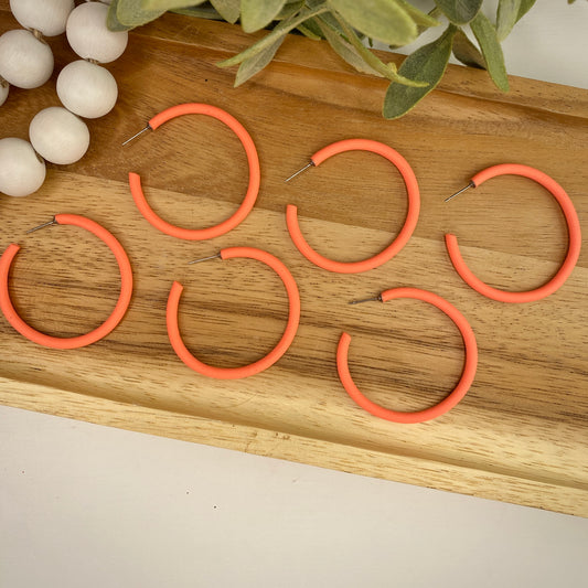 Skinny Clay Hoops in Mandarin