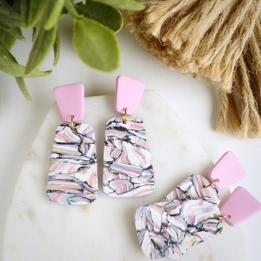 Creelman Dangles in Iridescent Marble