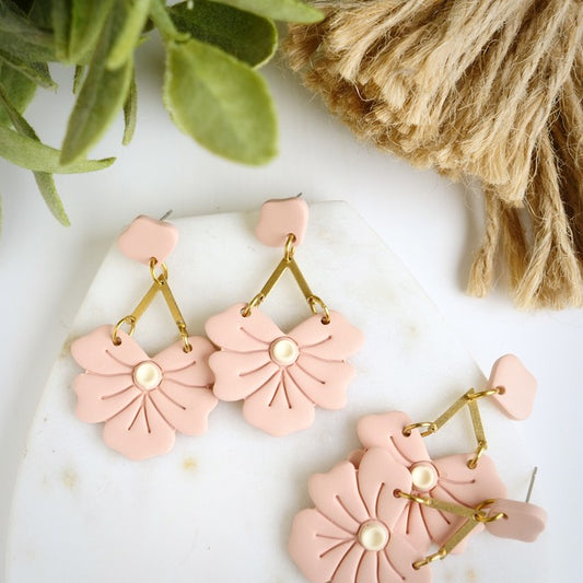 Flower Dangles with Brass Chevrons