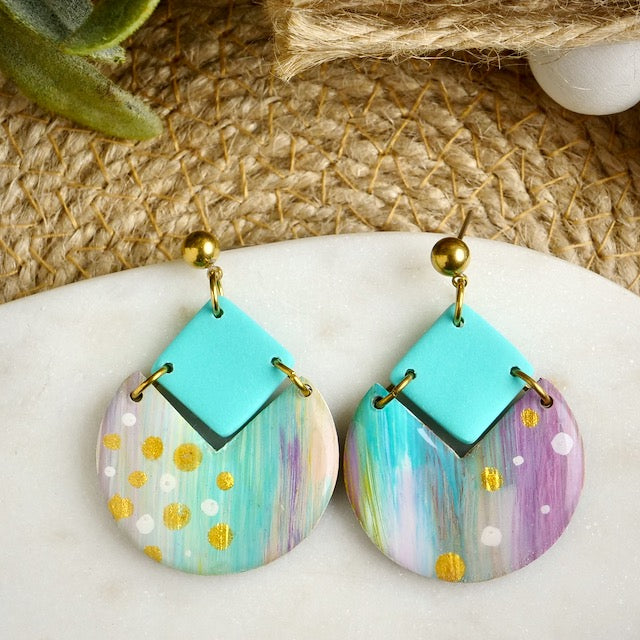Dangles in Painted Clay with Turquoise