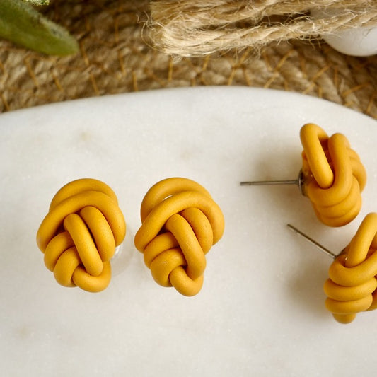 Handmade Knot Studs in Gold