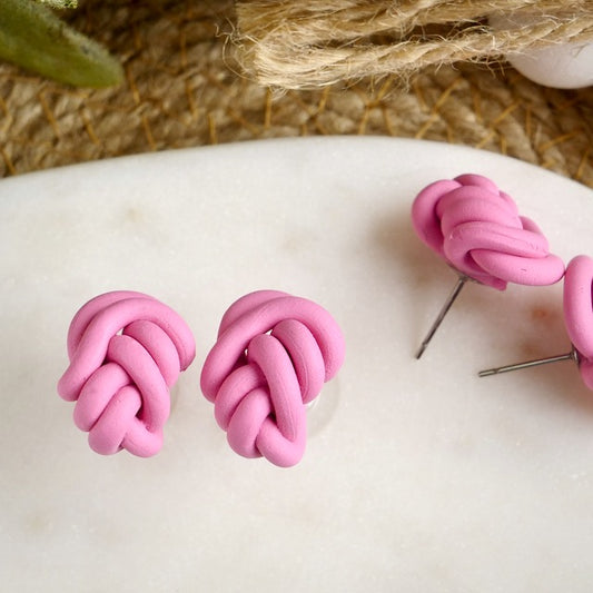 Handmade Knot Studs in Pink