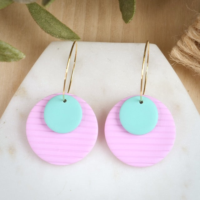 Carden Hoops in Pink with Turquoise