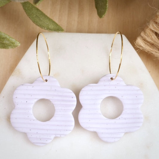 Daisy Hoops in Light Granite Purple