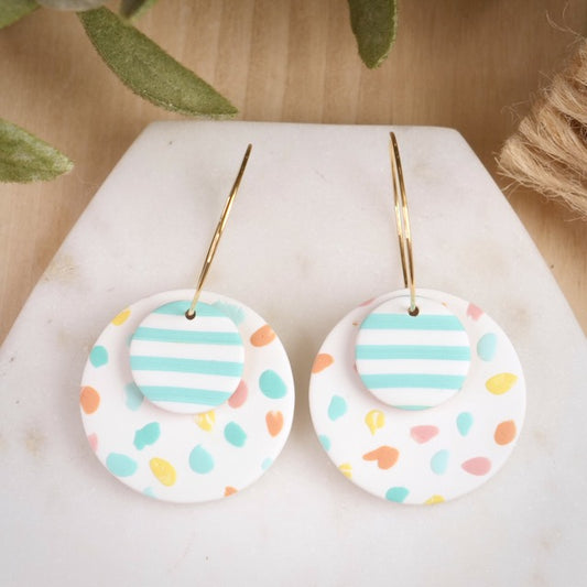 Carden Hoops in Confetti Sprinkles with Turquoise Stripes
