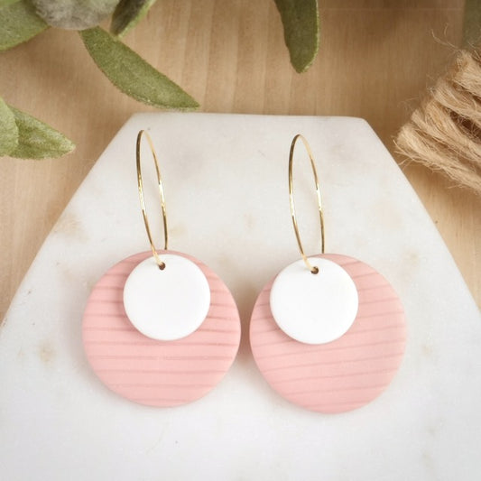 Carden Hoops in French Pink with White
