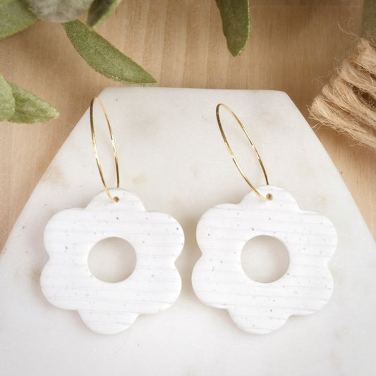 Daisy Hoops in White Granite