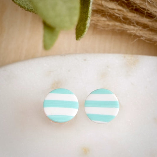 Circle Studs with Turquoise Stripes