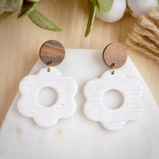 White Granite Daisy Dangles