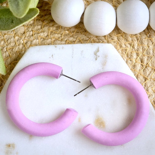 Clay Hoops in Hot Pink