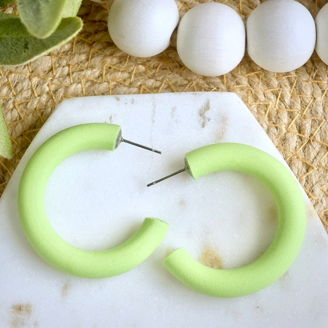 Clay Hoops in Bright Green
