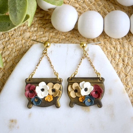 Cauldron Dangles in Midnight Floral