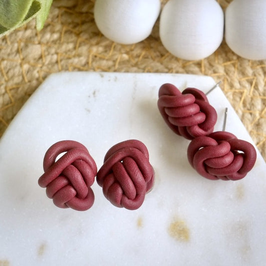 Knot Studs in Burgundy