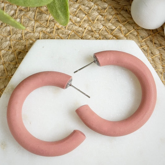 Clay Hoops in Bold Pink