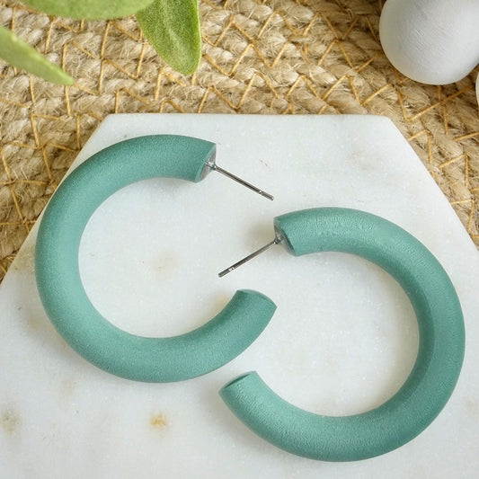 Clay Hoops in Teal