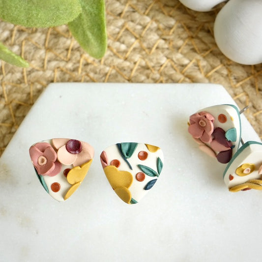 Reuleaux Studs in Santa Fe Floral