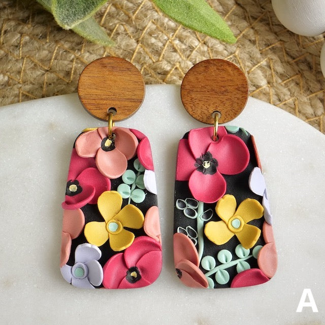 Jackson Dangles in Poppy Floral