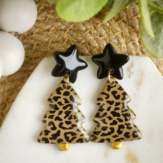 Christmas Tree Dangles in Leopard Print