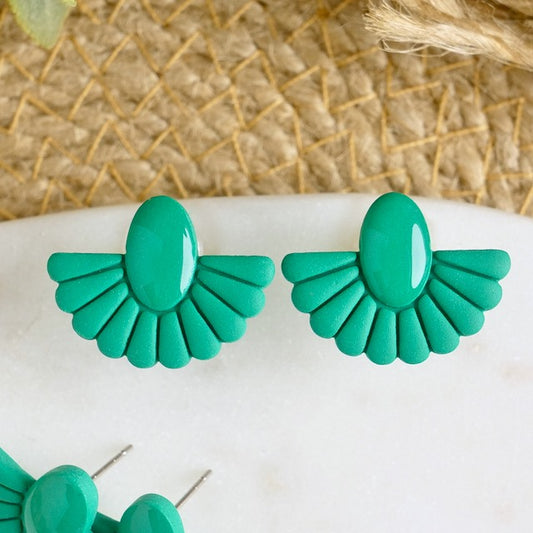 Fan Studs in Jade