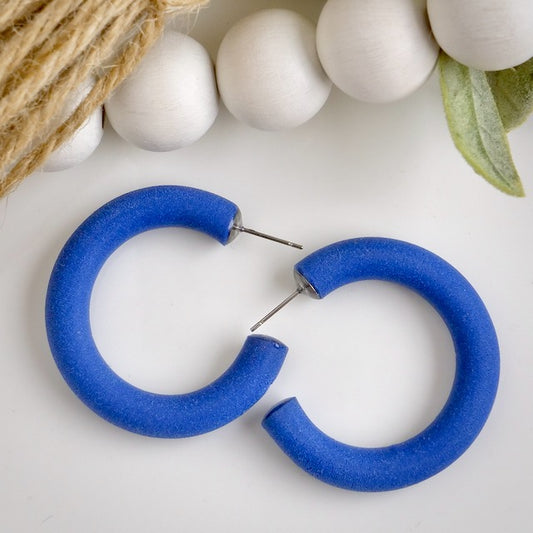 Clay Hoops in Midnight Blue