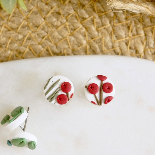 Circle Studs in Winter Berry