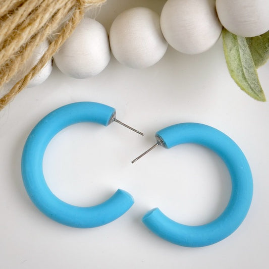 Clay Hoops in Turquoise