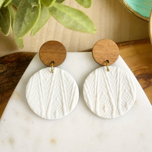Carden Dangles in White with Wood Stud