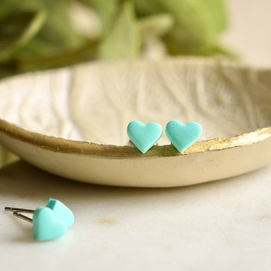 Micro Heart Studs in Turquoise