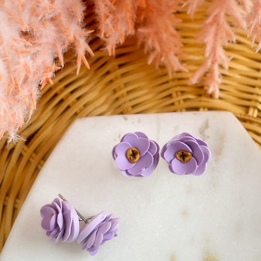Purple Floral Studs