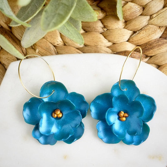 Hoops in Pearlescent Blue Flower