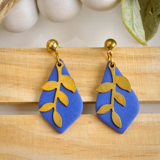 Grange Dangles in Midnight Blue with Brass