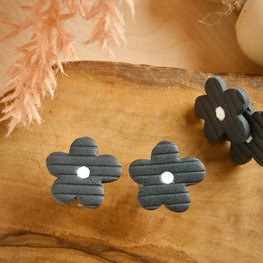 Daisy Studs in Darkest Navy