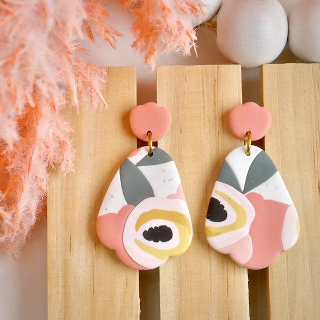 Fairmeadow Dangles in Peachy Pink Abstract
